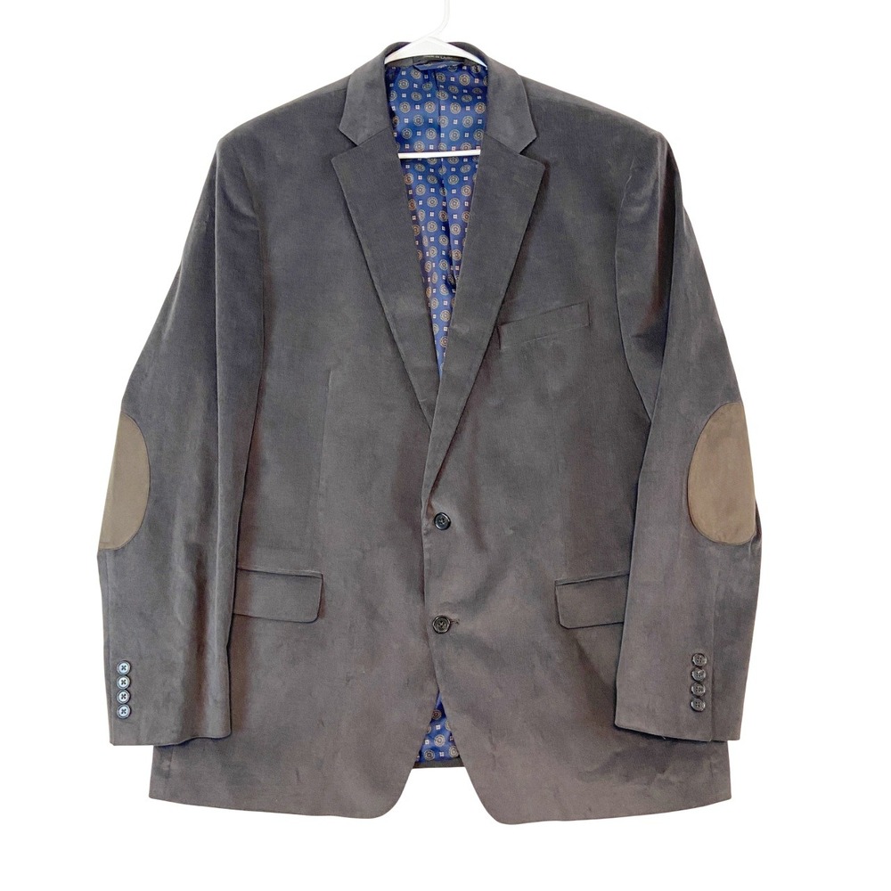 Ralph Lauren Men's 48L Gray Corduroy Blazer Sport Coat Elbow Patches‎ Academia